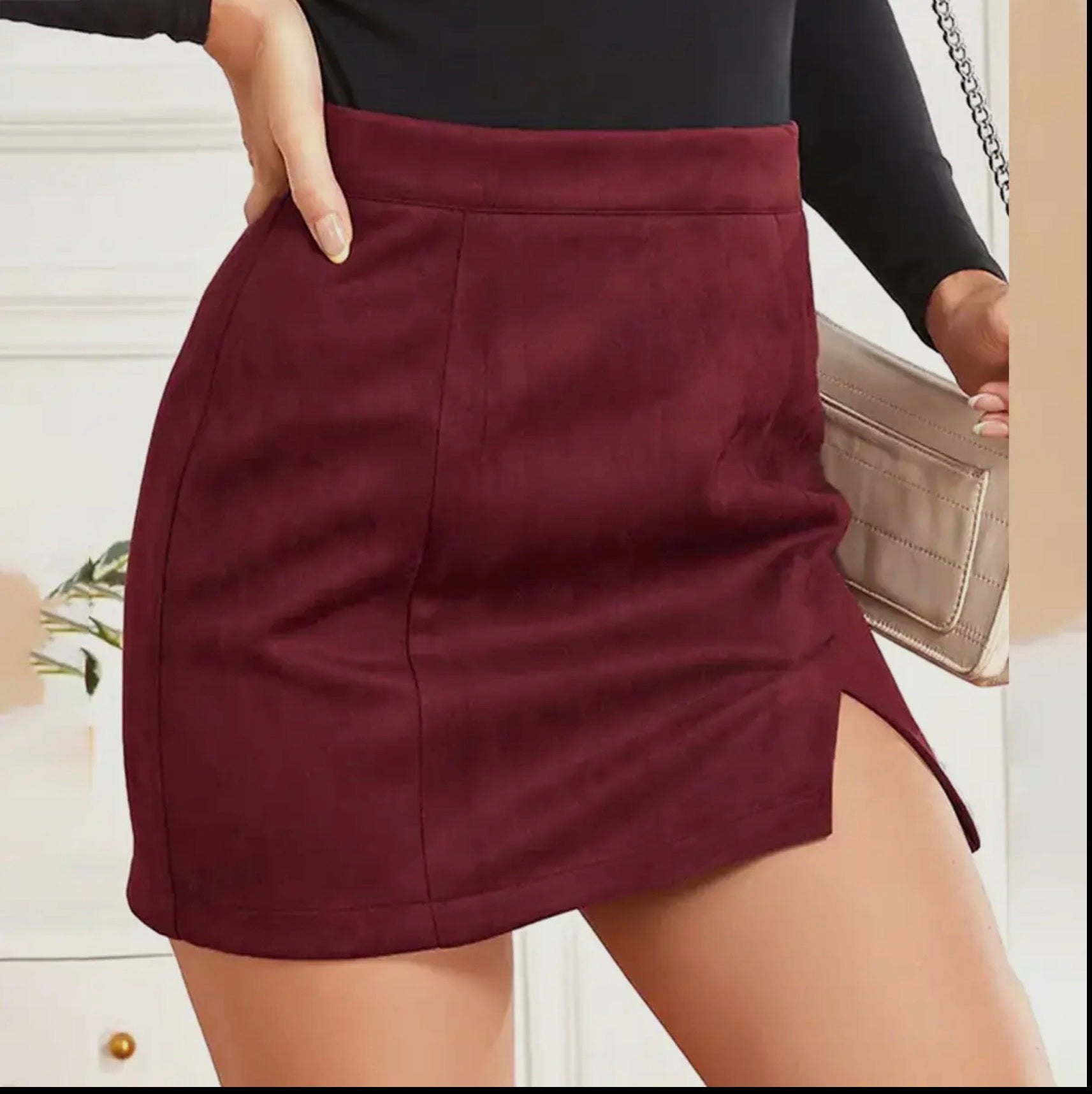 Suede High Waist Skirt