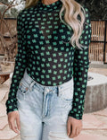 St. Patrick Shamrock Mesh Bodysuit