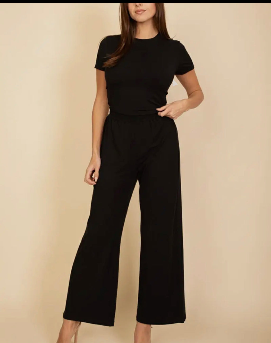 Relaxed Fit Top and Wide Leg Pants Set