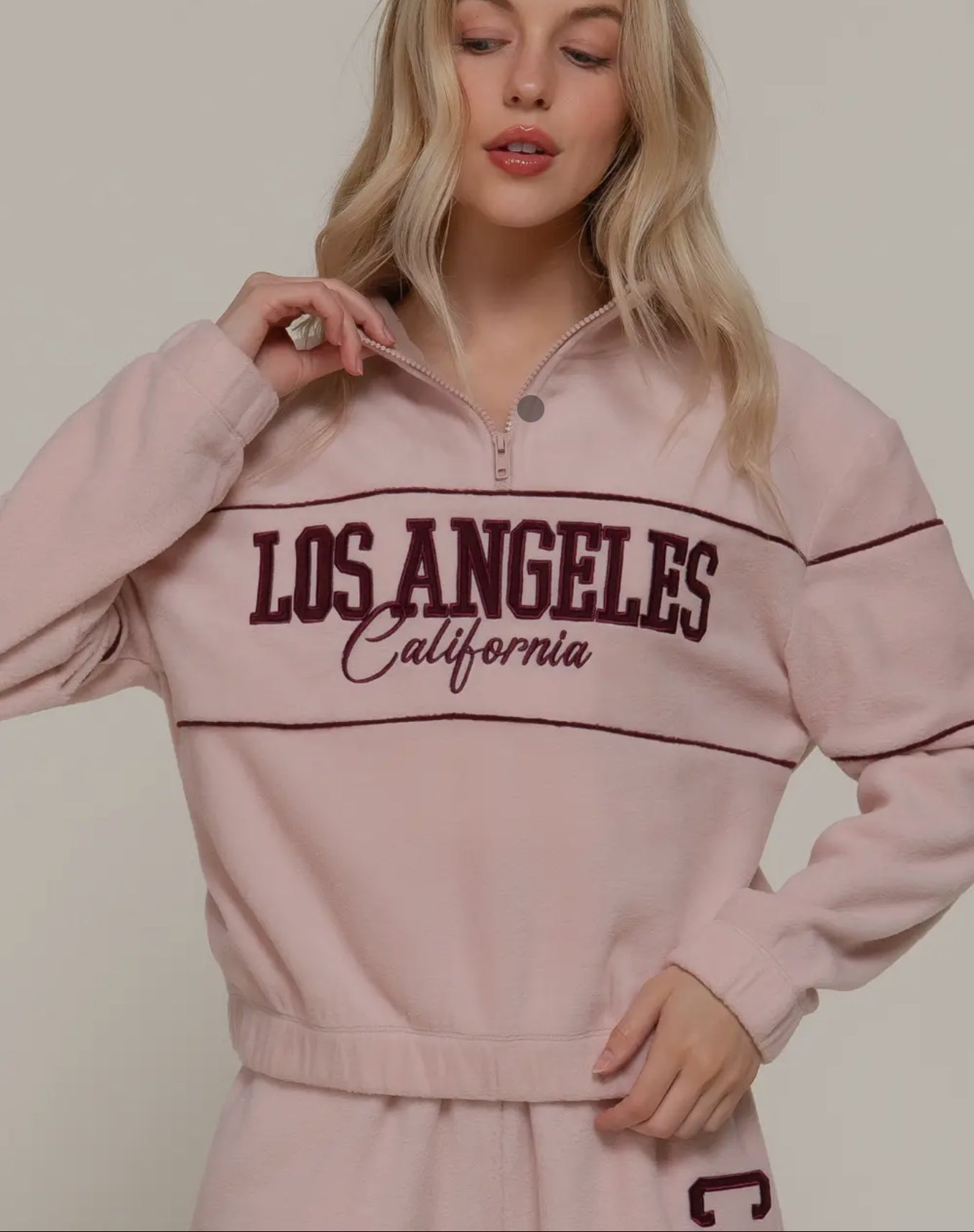 Half Zip & Wide Leg Fleece Set