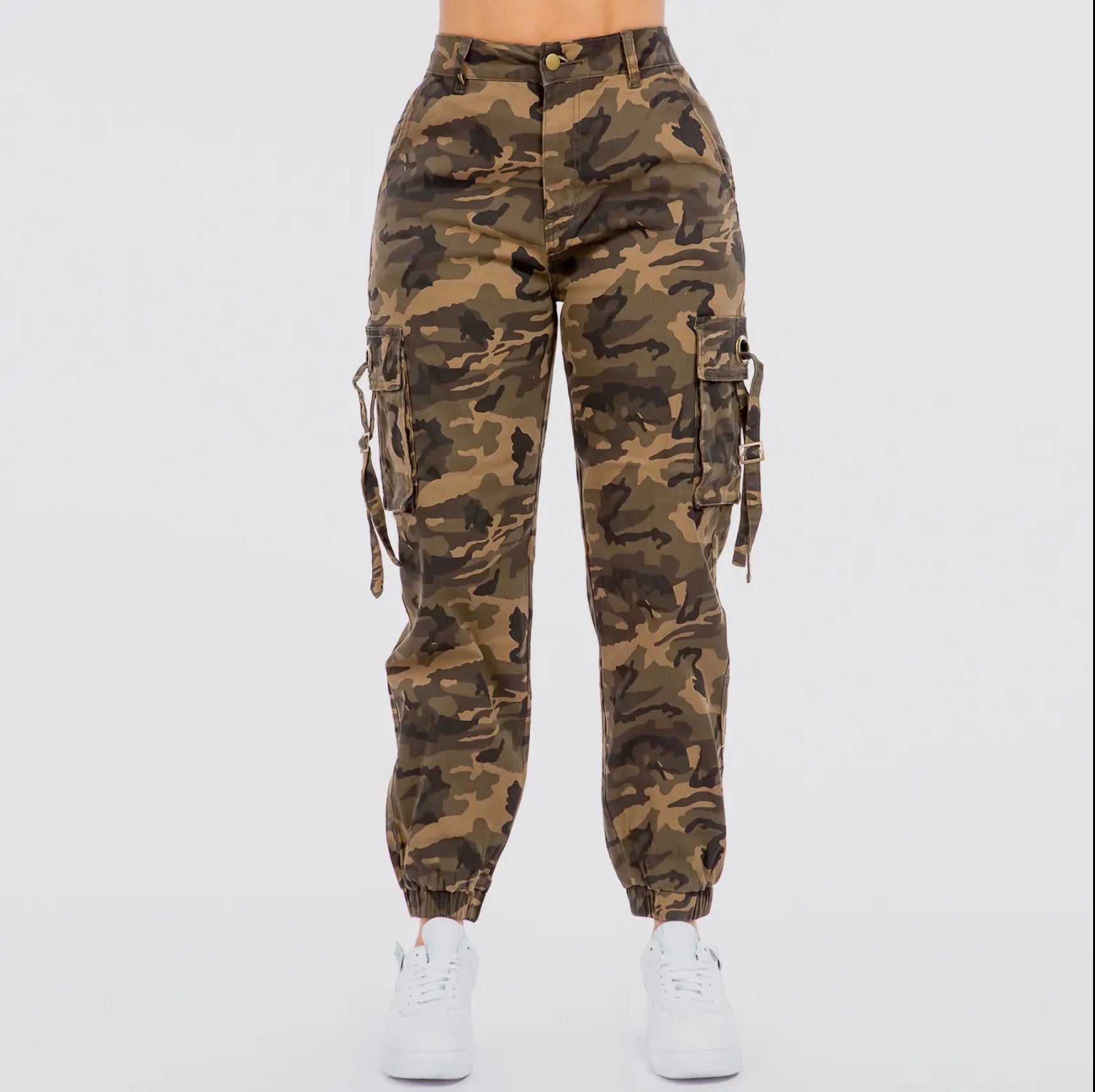 Mid Waist Cargo Jeans