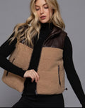 Plus Size Reversible Faux Leather-Sherpa Crop Vest
