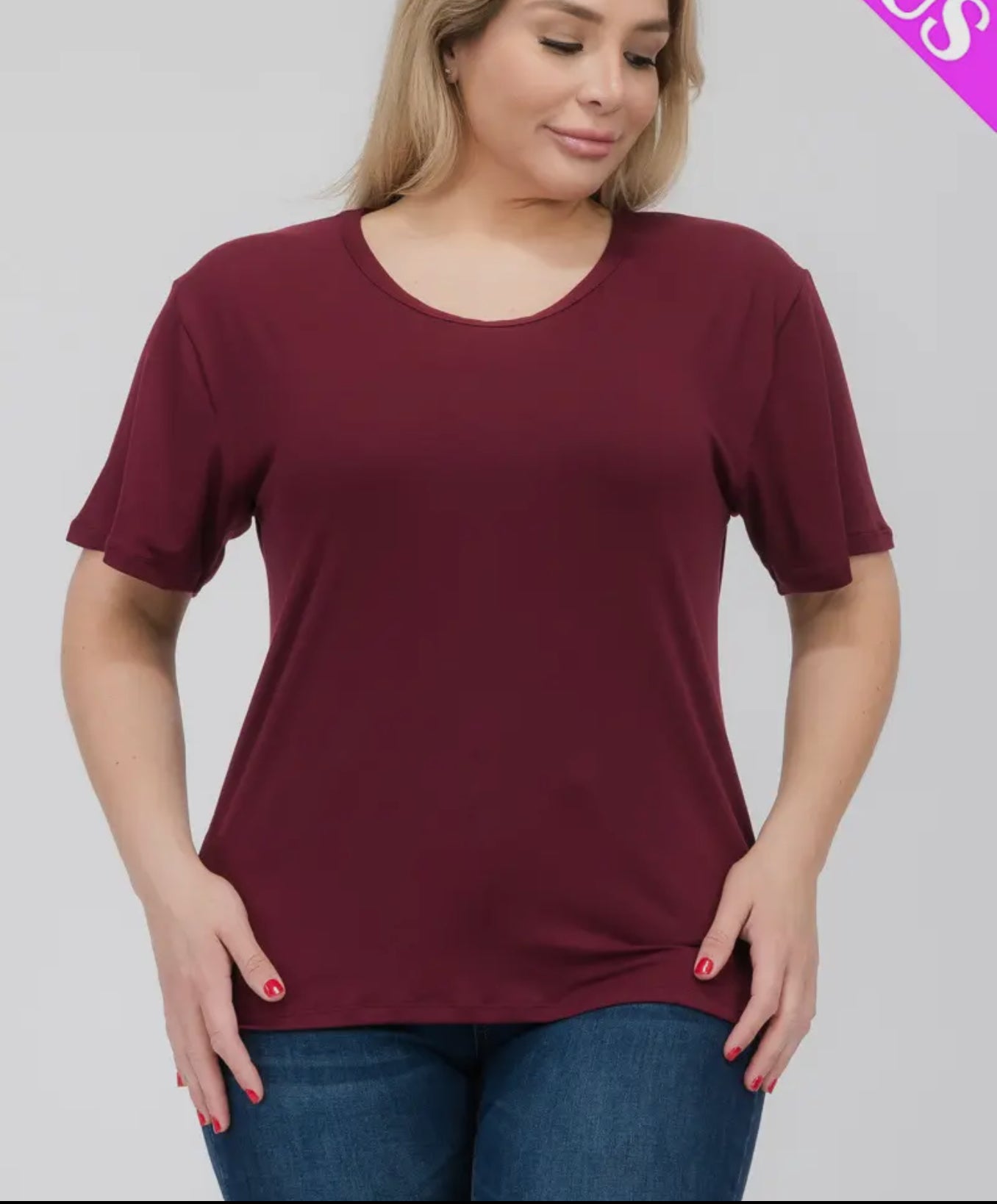 Plus Size Basic Short Sleeve Shirt
