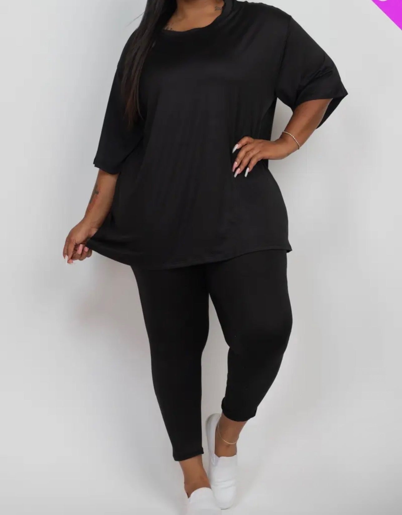 Plus Size Oversized T-Shirt & Leggings Set