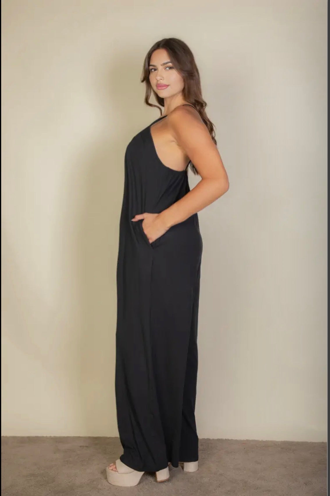 Plus Size Spaghetti Strap Wide Leg Jumpsuit