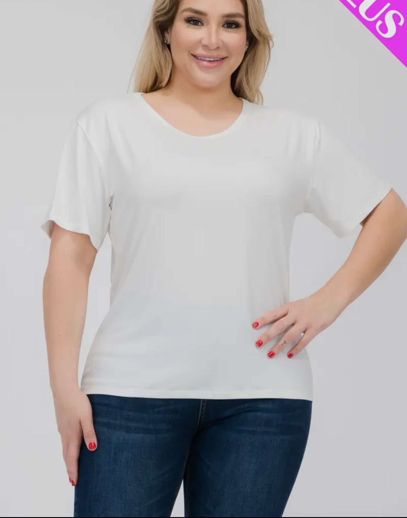 Plus Size Basic Short Sleeve Shirt