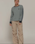 Long Sleeve with Contrast Line Detail Embroidery Tee