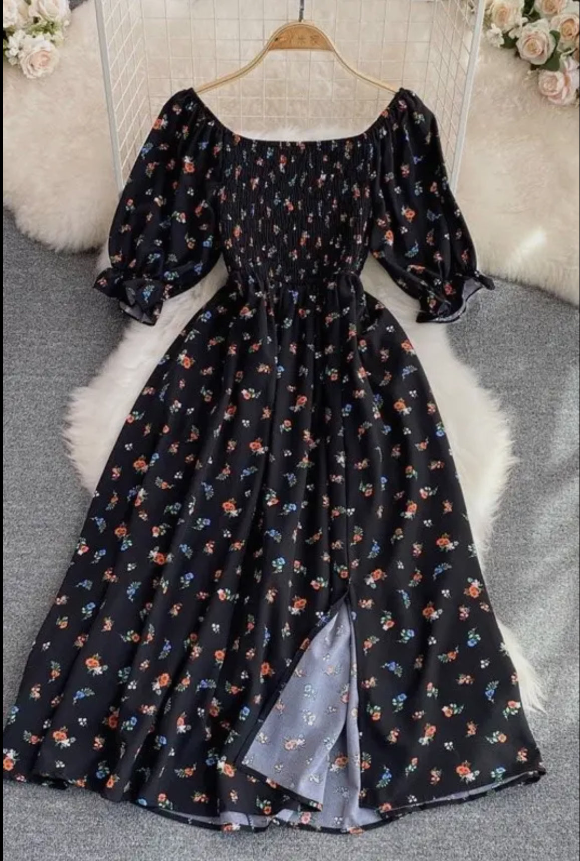 Floral Smocked Midi Dress