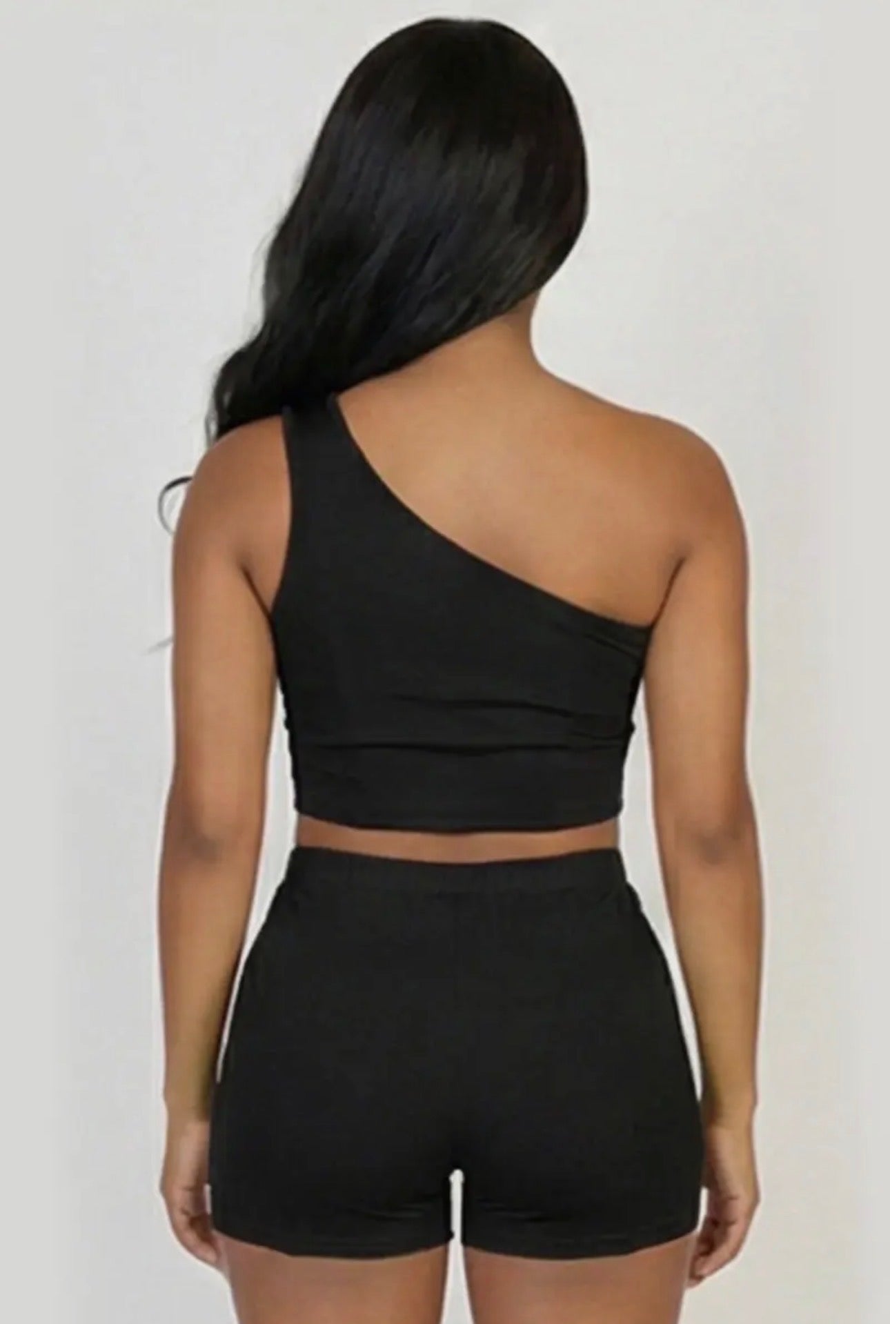 One Shoulder Crop Top & Short Set